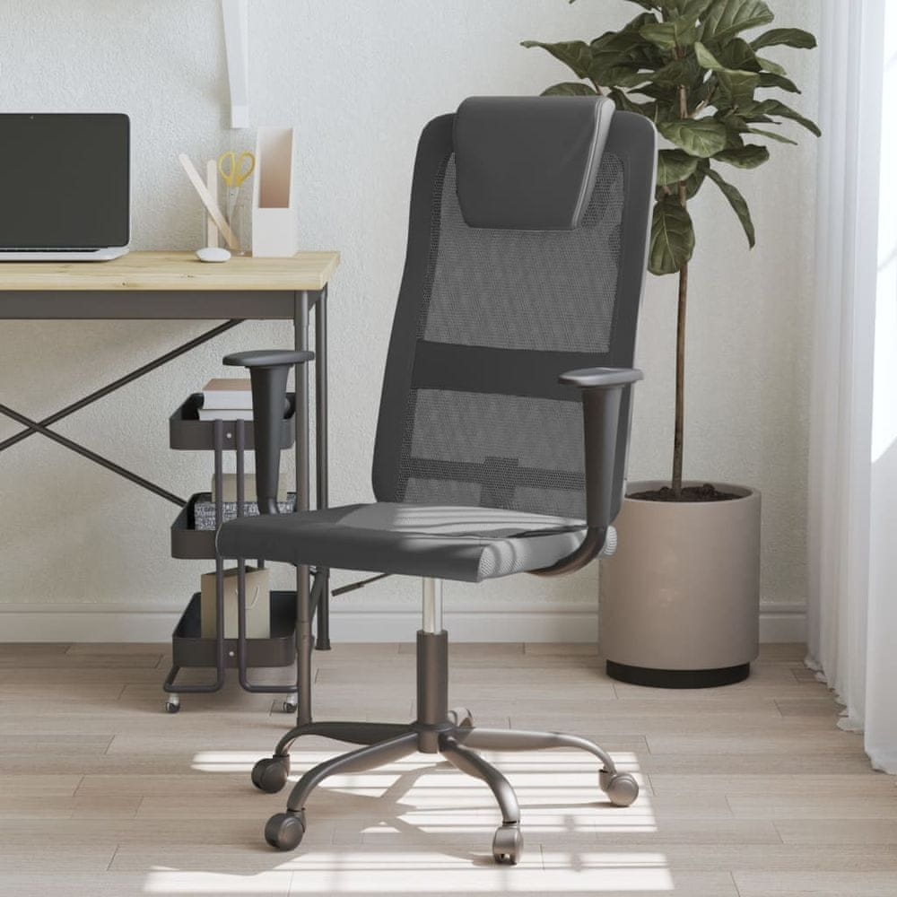 Vidaxl Kancelárska stolička sivo-čierna sieťovinová látka a umelá koža